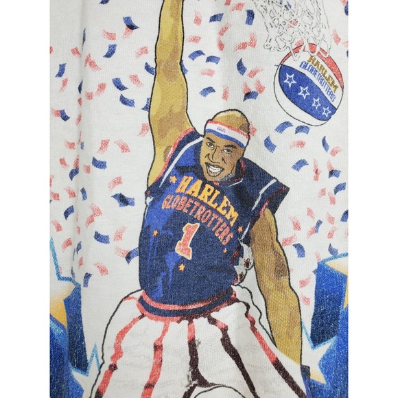 Harlem Globetrotters World Tour Shirt Size Large White Basketball Show Game VTG - Picture 3 of 10